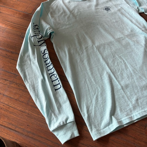 NWOT Simply Southern size S blue turtle long sleeve shirt - Picture 3 of 14